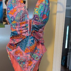 Bleu Rod Beattie Multicolor Paisley One Piece Swimsuit